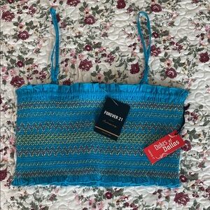 Forever 21 Turquoise Smocked Top